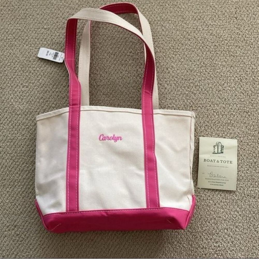 NEW L. L. Bean Boat and Tote Medium Shoulder Bag Long Handles Peony Pink NWT
